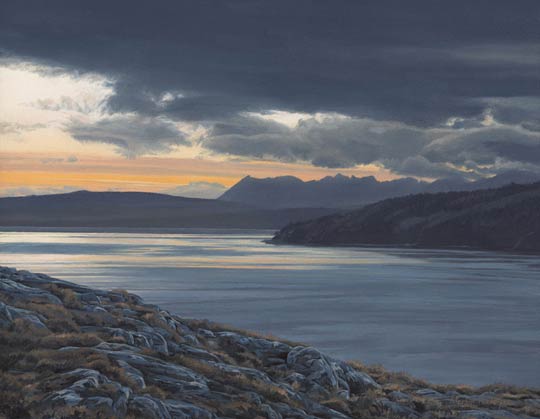 Scottish Landscape Painting for Sale -  View from Arnisdale to Sky across the mouth of Loch Hourn